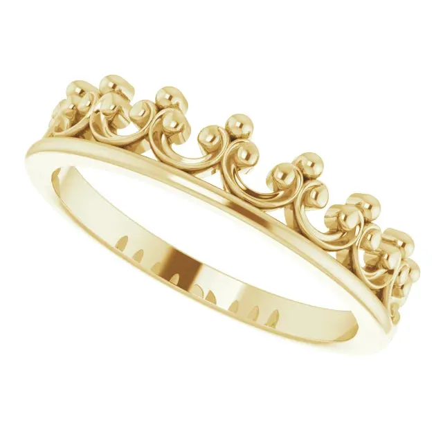 Storyteller by Vintage Magnality Rings Stackable Calling All Queens Crown Ring 14K Rose White Yellow Gold Silver Sizes 49