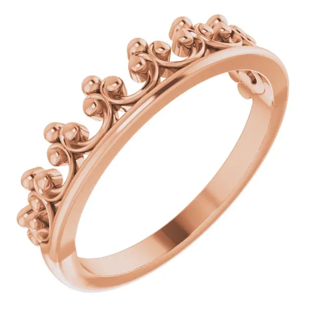 Storyteller by Vintage Magnality Rings Stackable Calling All Queens Crown Ring 14K Rose White Yellow Gold Silver Sizes 49
