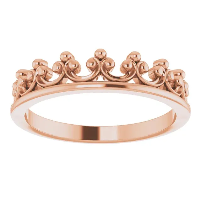 Storyteller by Vintage Magnality Rings Stackable Calling All Queens Crown Ring 14K Rose White Yellow Gold Silver Sizes 49