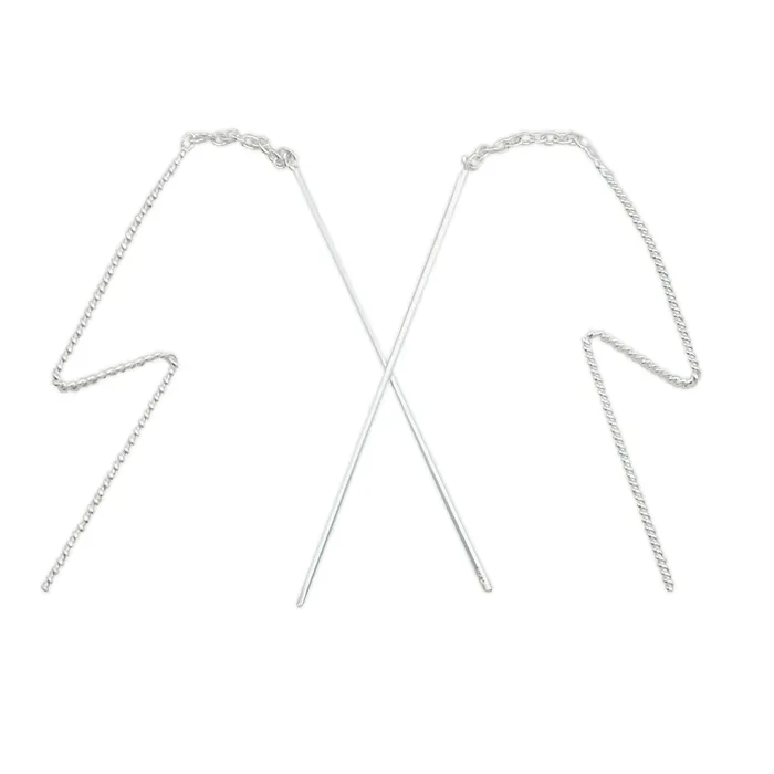 Teeda Earrings E1300 Bead Zig Zag Ear Threads