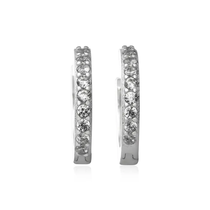 Teeda EZ7034 Cubic Zirconia Huggie Earrings Earrings