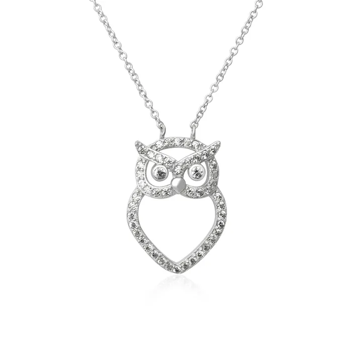 Teeda Necklaces NZ3000 Owl Cubic Zirconia Pendant and Necklace