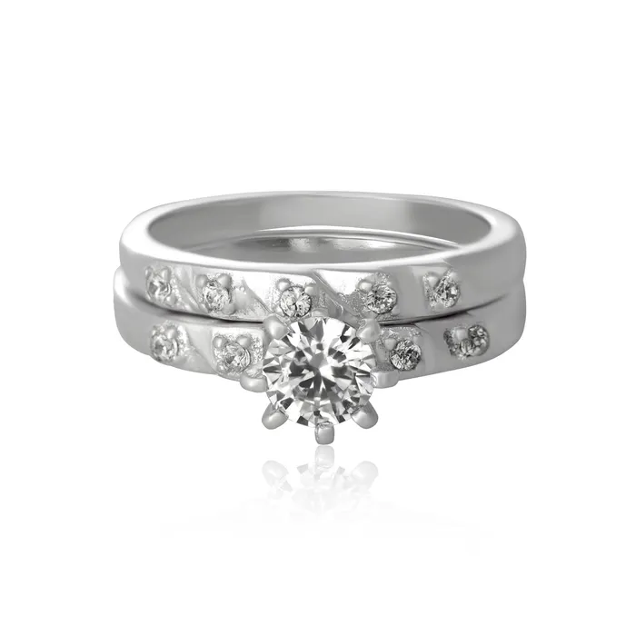 Teeda Rings RSZ5002 Cubic Zirconia Wedding Ring Set