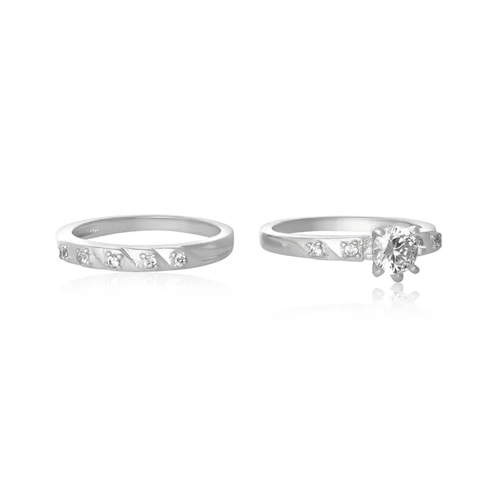 Teeda Rings RSZ5002 Cubic Zirconia Wedding Ring Set