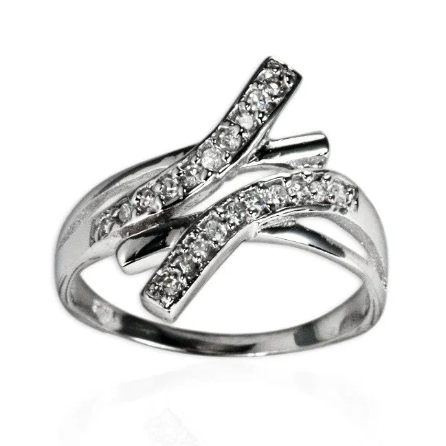Teeda Rings RZ7131 Curved Bars CZ Ring