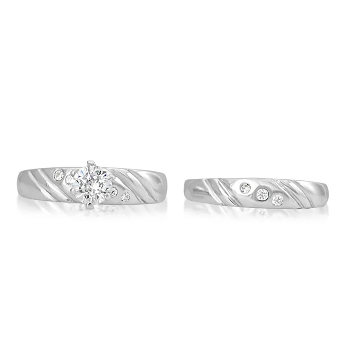 Teeda RSZ2148 Cubic Zirconia Engagement Wedding Ring Set Rings