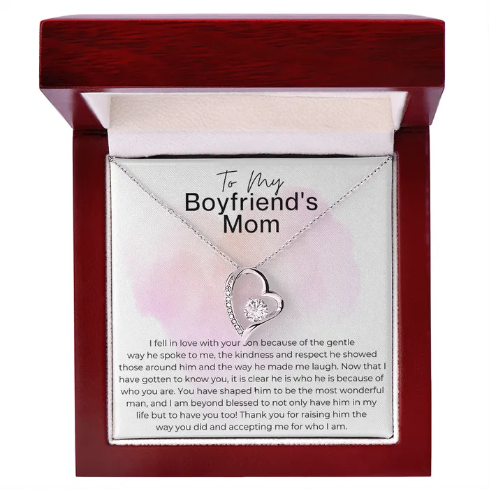 Thank You for Raising Your Son Gift for Boyfriends Mom Heart Pendant Necklace ShineOn Fulfillment Necklaces