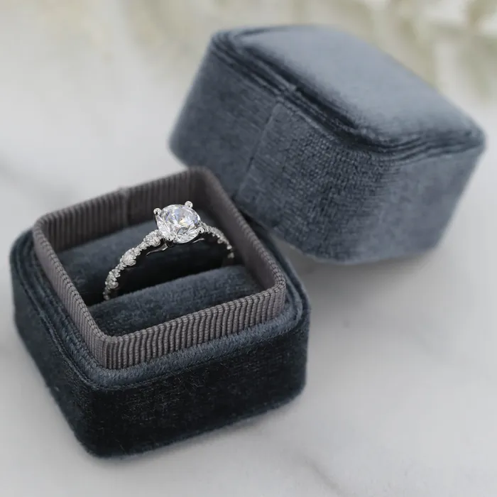The Celeste 14k White Size 75 Stone CLR67 Gray Ring Box Custom Engraving 0 VENVS Rings The Celeste 14k White Size 75 Stone CLR67 Gray Ring Box Custom Engraving 0 VENVS Rings