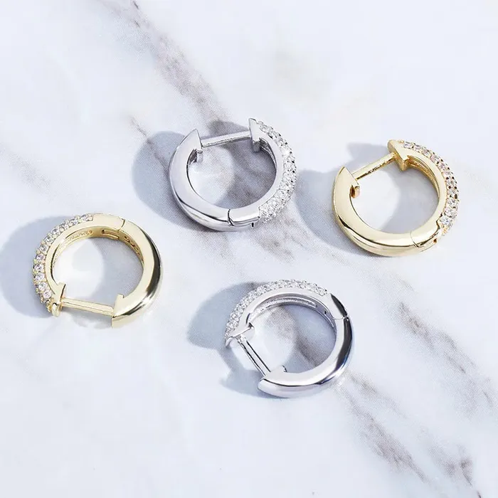 The Icetruck Earrings Iced Hoop Earrings in Gold Vermeil The Icetruck Earrings Iced Hoop Earrings in Gold Vermeil