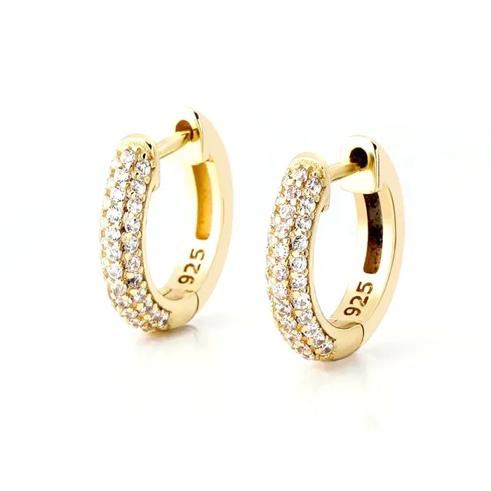 The Icetruck Earrings Iced Hoop Earrings in Gold Vermeil The Icetruck Earrings Iced Hoop Earrings in Gold Vermeil