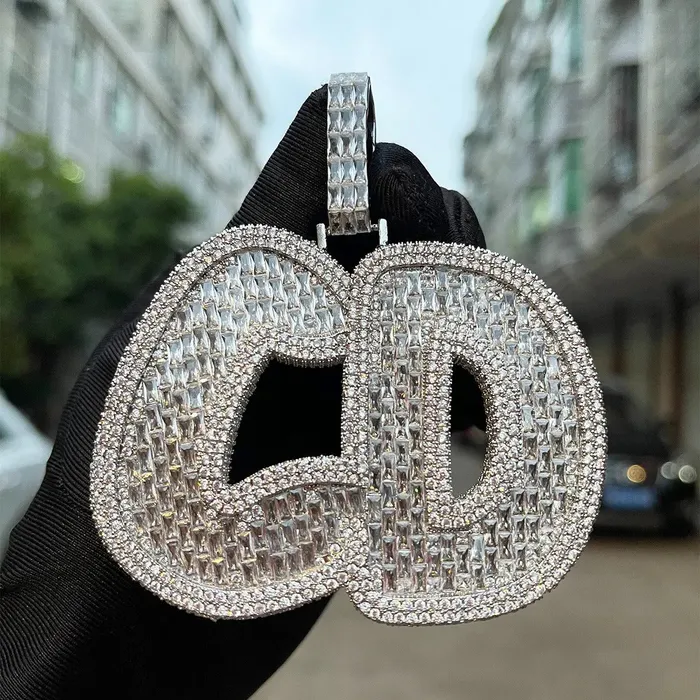 The Icetruck Necklaces Custom Baguette Diamond Bubble Font Pendant