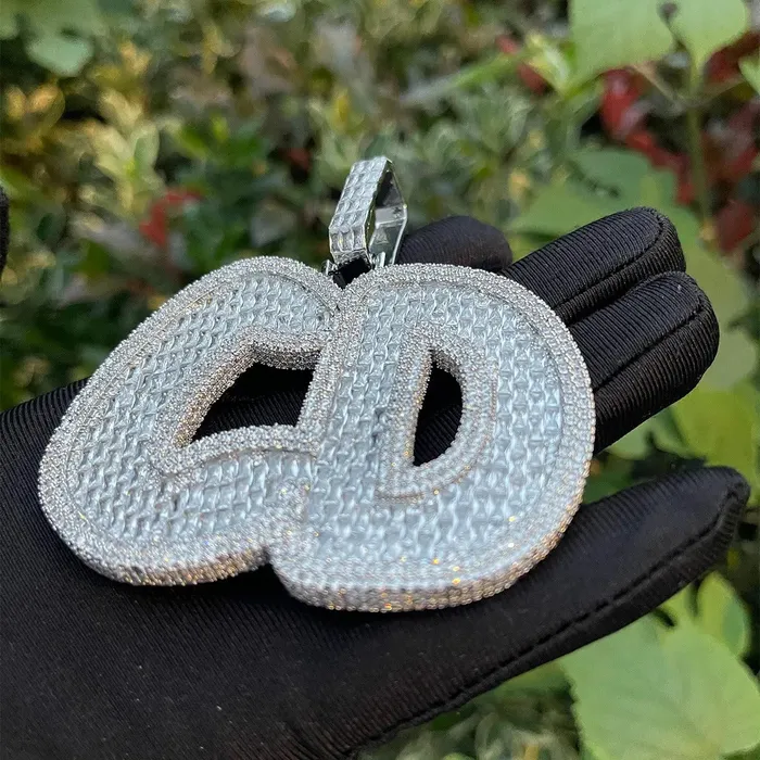 The Icetruck Necklaces Custom Baguette Diamond Bubble Font Pendant The Icetruck Necklaces Custom Baguette Diamond Bubble Font Pendant