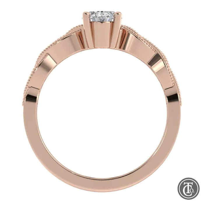 Thollot Co Rings Oval Solitaire SemiMount Engagement Ring with Milgrain Infinity Inspired Band Thollot Co Rings Oval Solitaire SemiMount Engagement Ring with Milgrain Infinity Inspired Band
