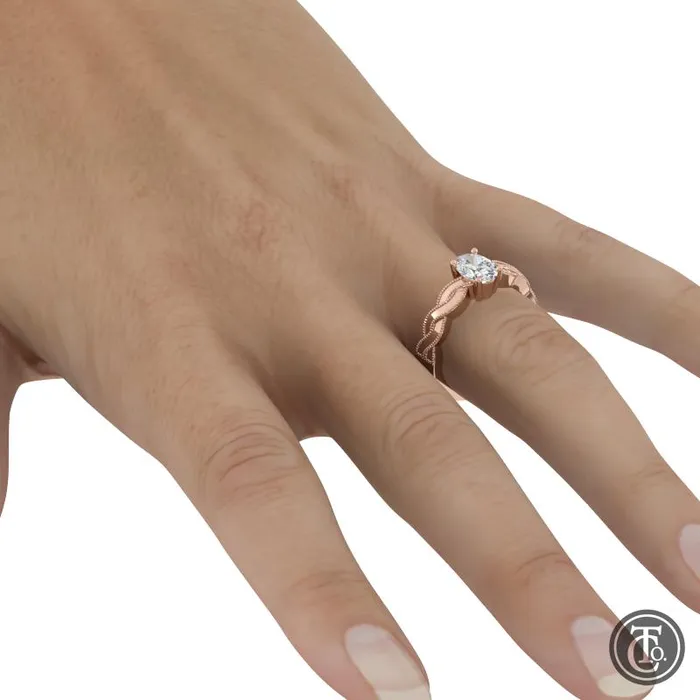 Thollot Co Rings Oval Solitaire SemiMount Engagement Ring with Milgrain Infinity Inspired Band Thollot Co Rings Oval Solitaire SemiMount Engagement Ring with Milgrain Infinity Inspired Band