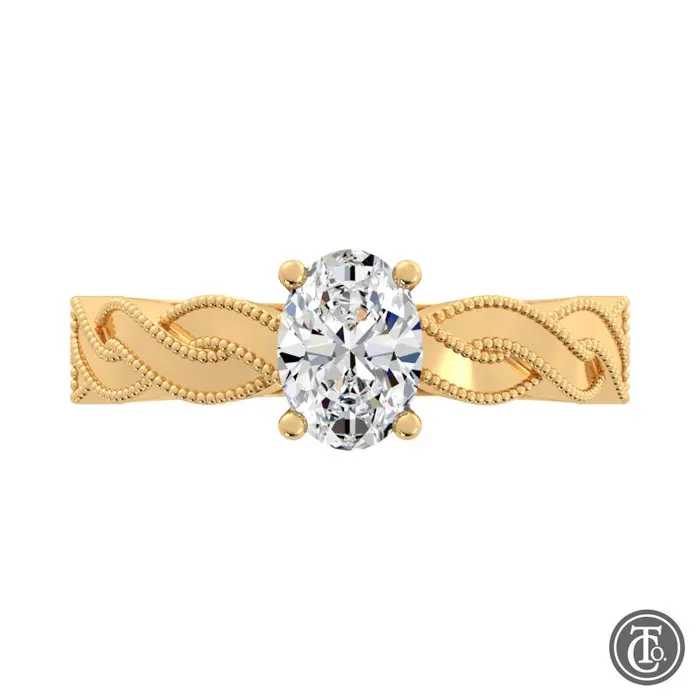 Thollot Co Rings Oval Solitaire SemiMount Engagement Ring with Milgrain Infinity Inspired Band Thollot Co Rings Oval Solitaire SemiMount Engagement Ring with Milgrain Infinity Inspired Band