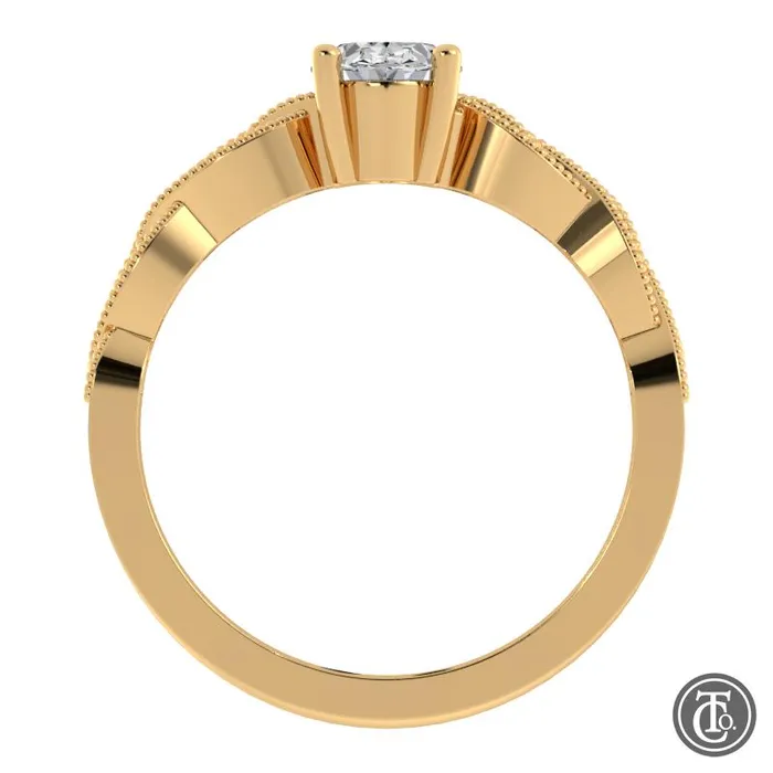 Thollot Co Rings Oval Solitaire SemiMount Engagement Ring with Milgrain Infinity Inspired Band Thollot Co Rings Oval Solitaire SemiMount Engagement Ring with Milgrain Infinity Inspired Band