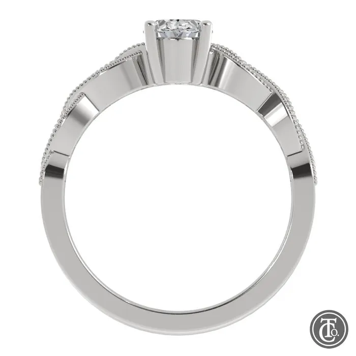 Thollot Co Rings Oval Solitaire SemiMount Engagement Ring with Milgrain Infinity Inspired Band Thollot Co Rings Oval Solitaire SemiMount Engagement Ring with Milgrain Infinity Inspired Band