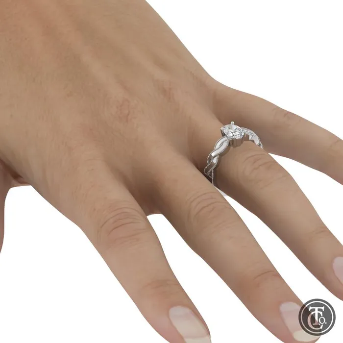 Thollot Co Rings Oval Solitaire SemiMount Engagement Ring with Milgrain Infinity Inspired Band Thollot Co Rings Oval Solitaire SemiMount Engagement Ring with Milgrain Infinity Inspired Band