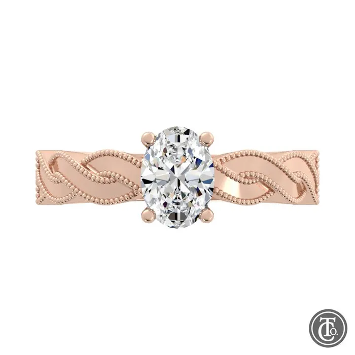 Thollot Co Rings Oval Solitaire SemiMount Engagement Ring with Milgrain Infinity Inspired Band Thollot Co Rings Oval Solitaire SemiMount Engagement Ring with Milgrain Infinity Inspired Band