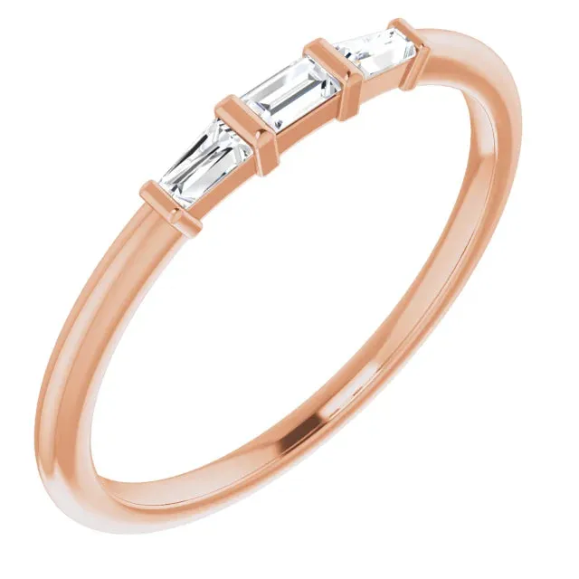 ThreeStone Natural Diamond Stackable Ring Solid 14K Yellow White Rose Gold Storyteller by Vintage Magnality Rings