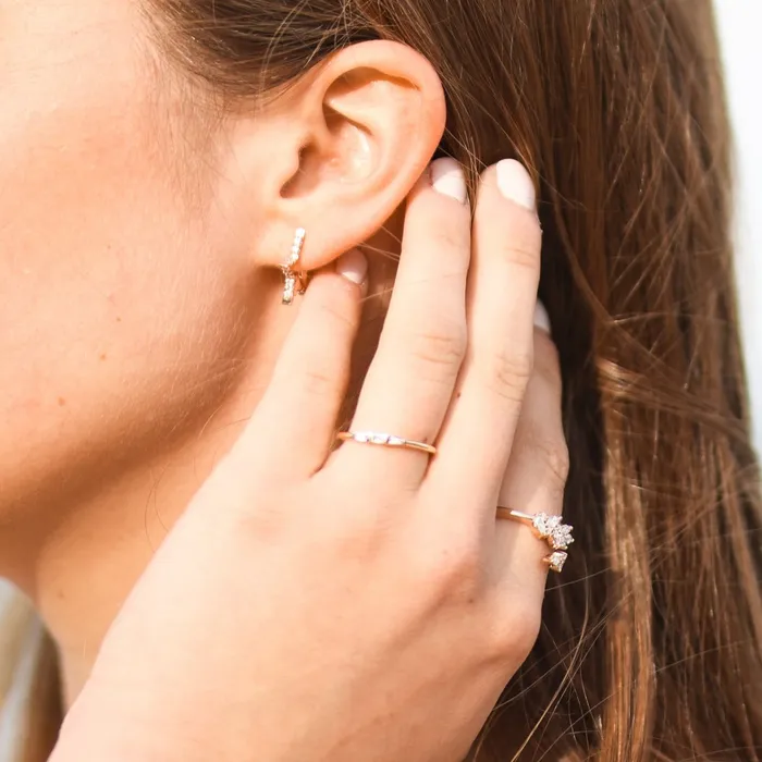 ThreeStone Natural Diamond Stackable Ring Solid 14K Yellow White Rose Gold Storyteller by Vintage Magnality Rings