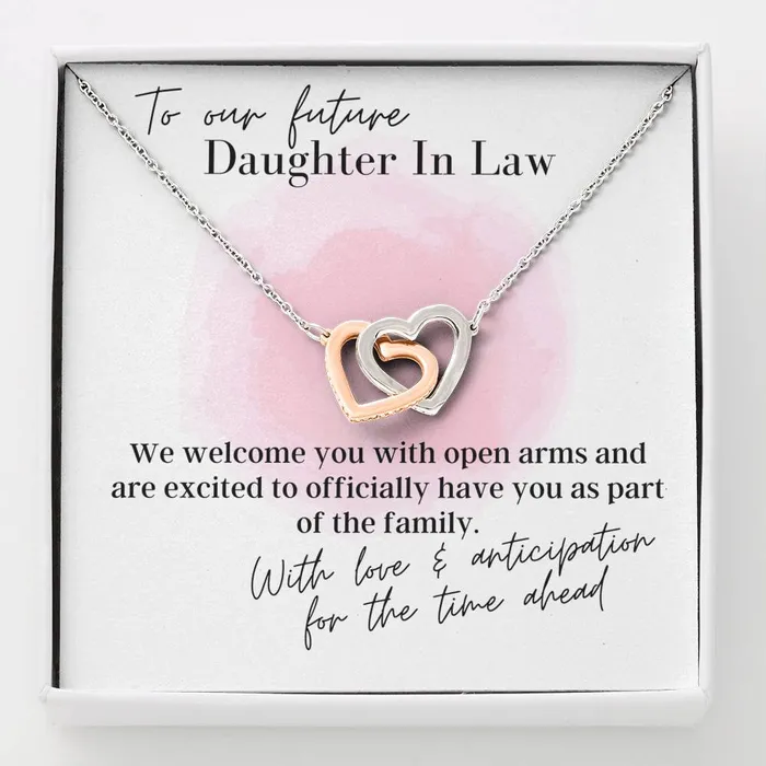 To Our Future Daughter In Law With Our Love Interlocking Hearts Pendant Necklace ShineOn Fulfillment Necklaces To Our Future Daughter In Law With Our Love Interlocking Hearts Pendant Necklace ShineOn Fulfillment Necklaces