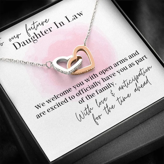 To Our Future Daughter In Law With Our Love Interlocking Hearts Pendant Necklace ShineOn Fulfillment Necklaces