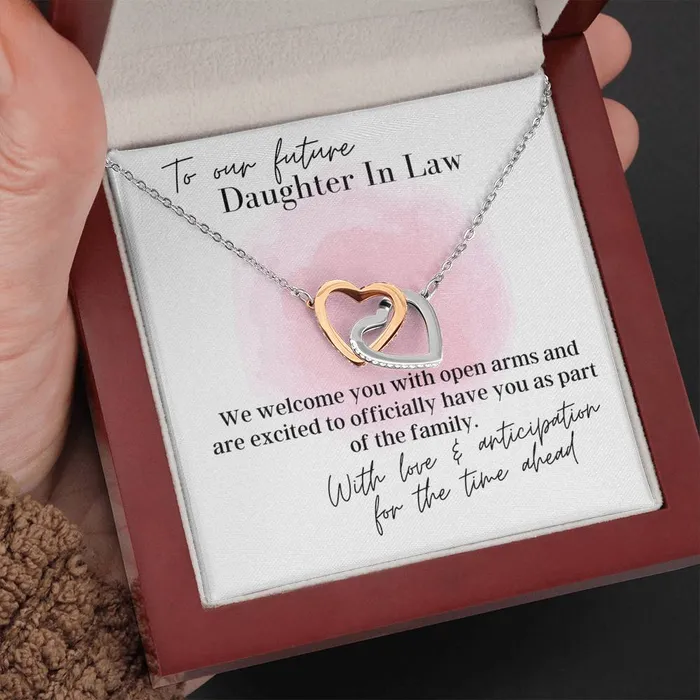 To Our Future Daughter In Law With Our Love Interlocking Hearts Pendant Necklace ShineOn Fulfillment Necklaces