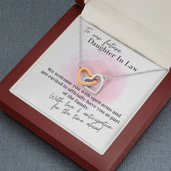 To Our Future Daughter In Law With Our Love Interlocking Hearts Pendant Necklace ShineOn Fulfillment Necklaces