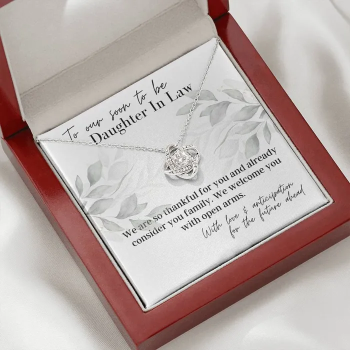 To Our Soon To Be Daughter In Law Love Knot Pendant Necklace ShineOn Fulfillment Necklaces