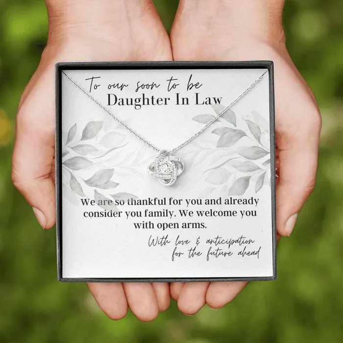 To Our Soon To Be Daughter In Law Love Knot Pendant Necklace ShineOn Fulfillment Necklaces