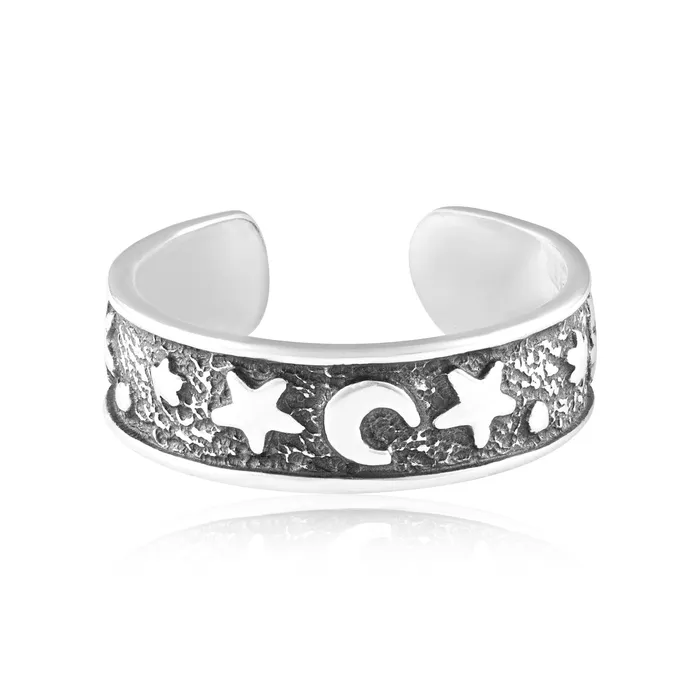 TR3054 Moon And Star Toe Ring Teeda Rings