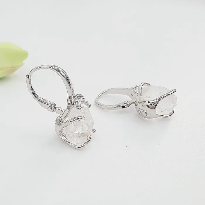 Uniquelan Jewelry Earrings Raw Clear Quartz Drop Earrings Uniquelan Jewelry Earrings Raw Clear Quartz Drop Earrings