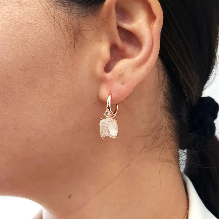Uniquelan Jewelry Earrings Raw Clear Quartz Drop Earrings Uniquelan Jewelry Earrings Raw Clear Quartz Drop Earrings