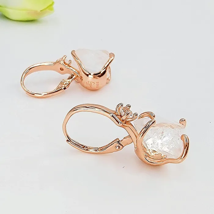 Uniquelan Jewelry Earrings Raw Clear Quartz Drop Earrings Uniquelan Jewelry Earrings Raw Clear Quartz Drop Earrings