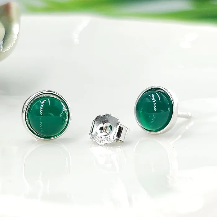 Uniquelan Jewelry Earrings Real Onyx Stud Earrings