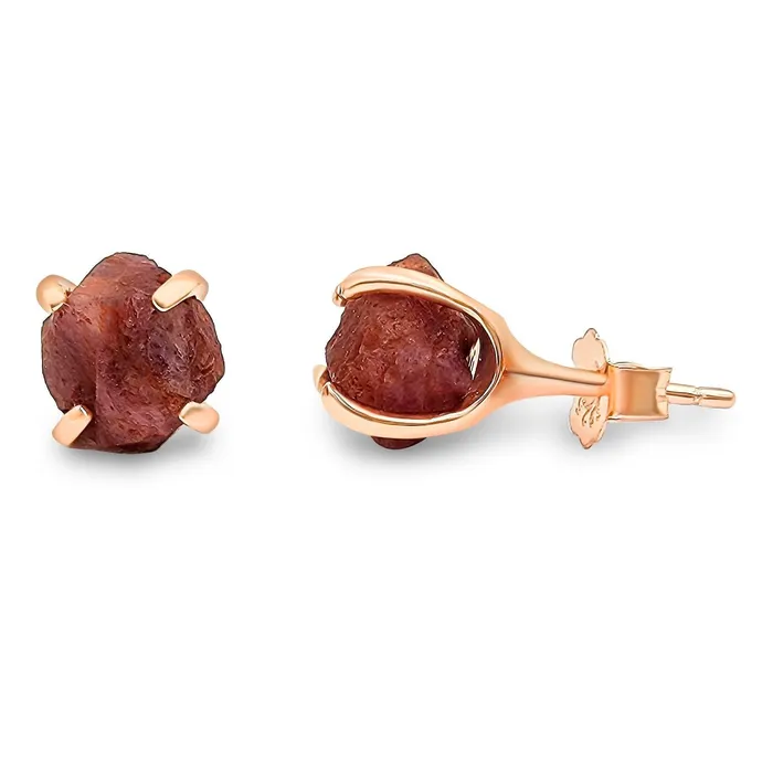 Uniquelan Jewelry Earrings Real Raw Ruby Stud Earrings