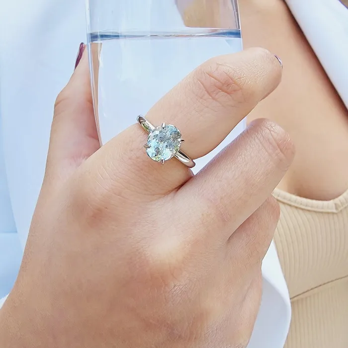 Uniquelan Jewelry Natural Aquamarine Heart Ring Rings