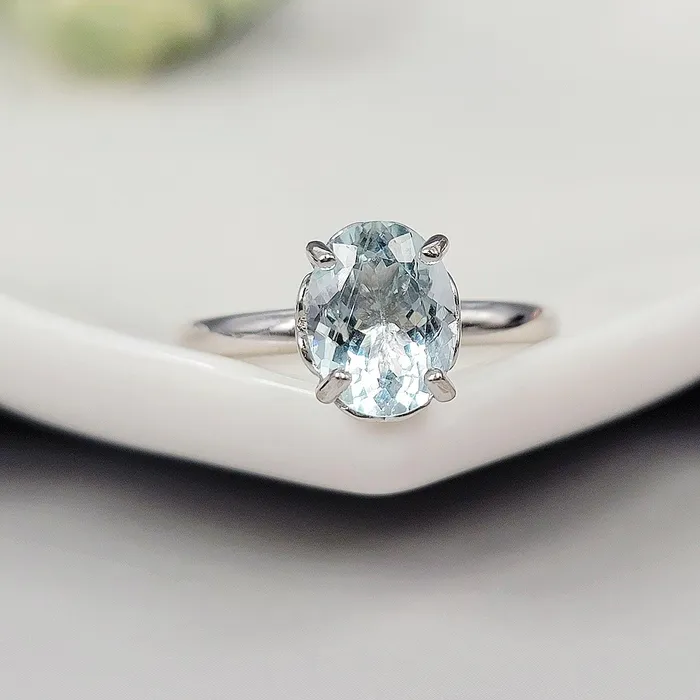 Uniquelan Jewelry Natural Aquamarine Heart Ring Rings Uniquelan Jewelry Natural Aquamarine Heart Ring Rings