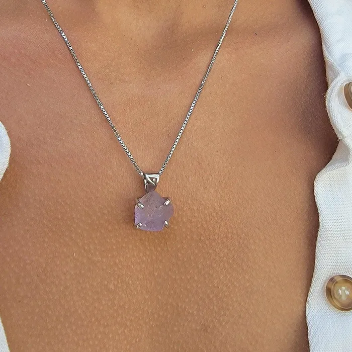 Uniquelan Jewelry Necklaces Raw Ametrine Pendant Necklace