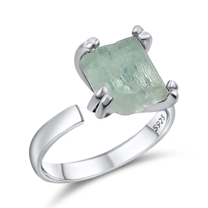 Uniquelan Jewelry Raw Aquamarine Adjustable Ring Rings Uniquelan Jewelry Raw Aquamarine Adjustable Ring Rings
