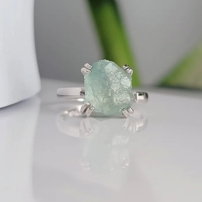 Uniquelan Jewelry Raw Aquamarine Adjustable Ring Rings Uniquelan Jewelry Raw Aquamarine Adjustable Ring Rings
