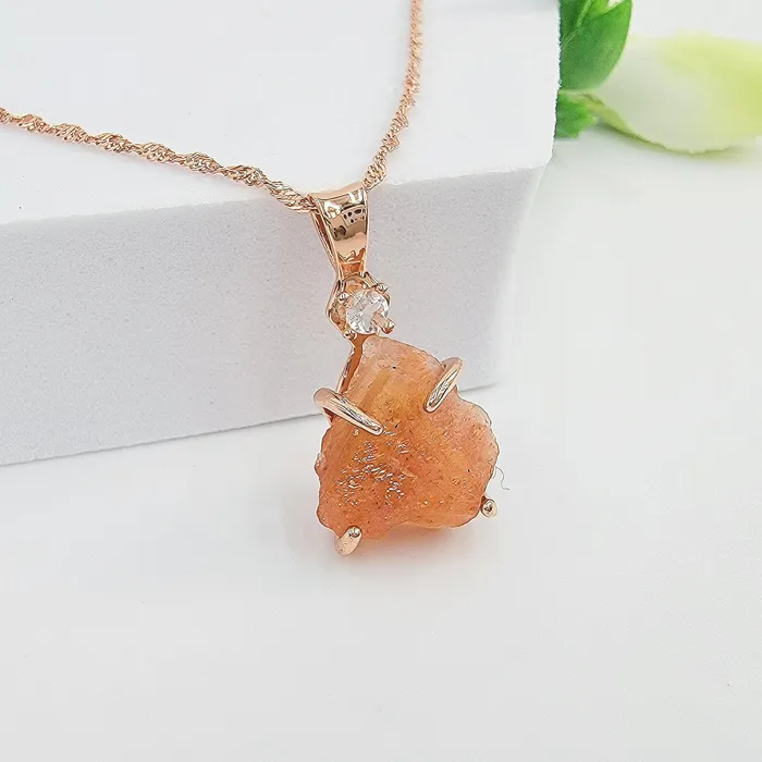 Uniquelan Jewelry Raw Flashy Sunstone Crystal Necklace Necklaces Uniquelan Jewelry Raw Flashy Sunstone Crystal Necklace Necklaces