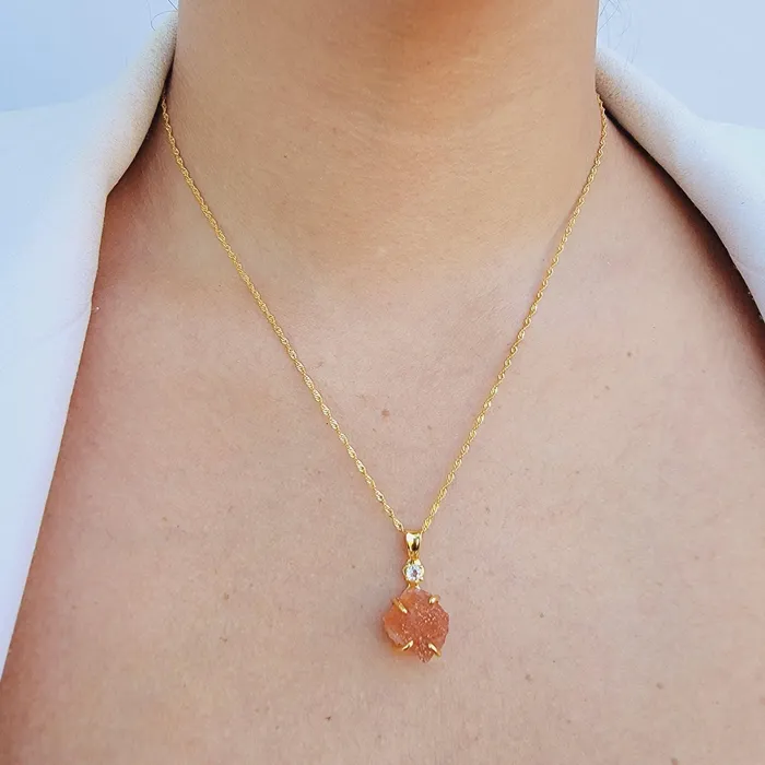 Uniquelan Jewelry Raw Flashy Sunstone Crystal Necklace Necklaces Uniquelan Jewelry Raw Flashy Sunstone Crystal Necklace Necklaces