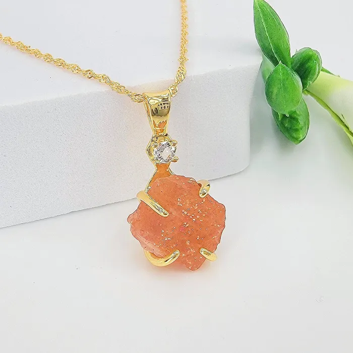 Uniquelan Jewelry Raw Flashy Sunstone Crystal Necklace Necklaces Uniquelan Jewelry Raw Flashy Sunstone Crystal Necklace Necklaces