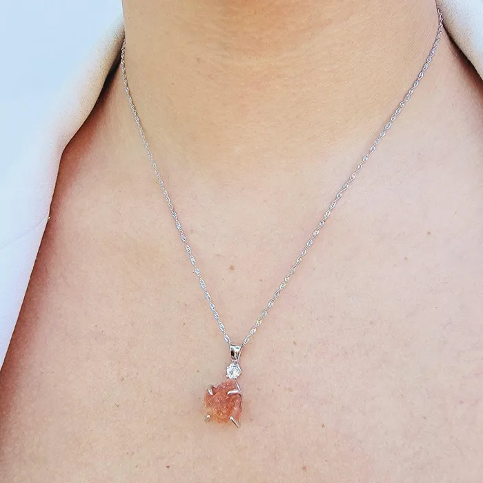 Uniquelan Jewelry Raw Flashy Sunstone Crystal Necklace Necklaces Uniquelan Jewelry Raw Flashy Sunstone Crystal Necklace Necklaces