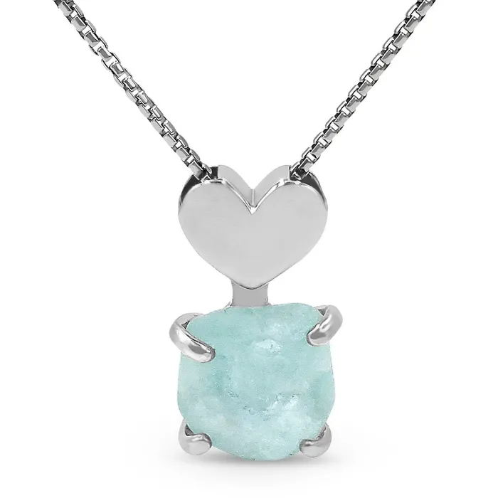 Uniquelan Jewelry Raw Topaz Heart Necklace Necklaces