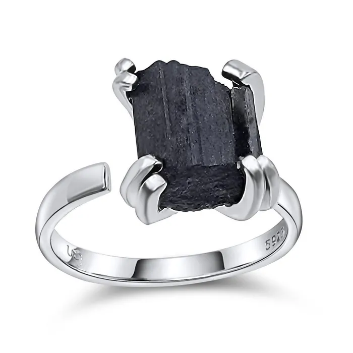 Uniquelan Jewelry Raw Tourmaline Adjustable Ring Rings