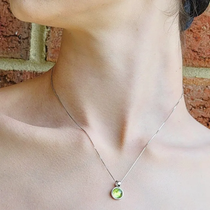 Uniquelan Jewelry Real Peridot Bezel Necklace Necklaces