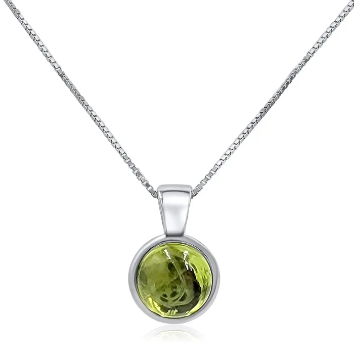 Uniquelan Jewelry Real Peridot Bezel Necklace Necklaces